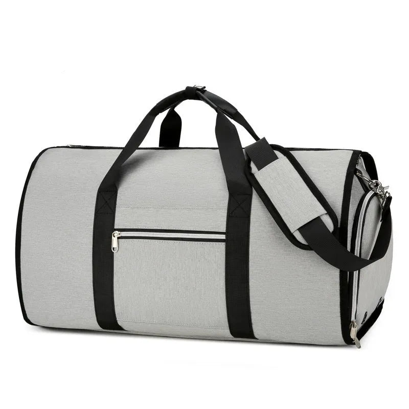 Oxford cloth storage bag with dry wet separation compartments in grey, black or dark blue