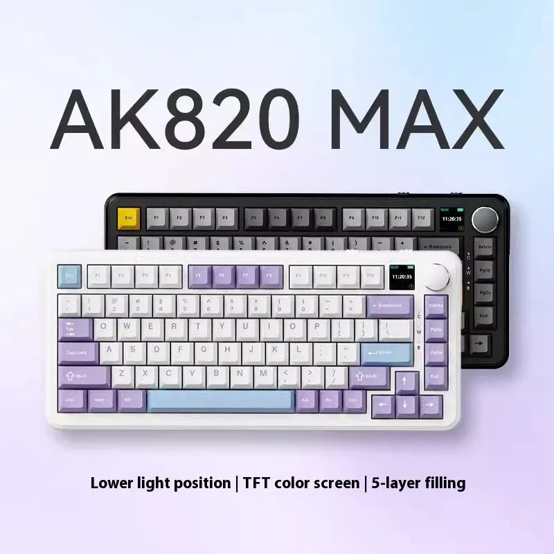 Black, grey and yellow three-mode wireless mechanical keyboard with 75% layout and included accessories