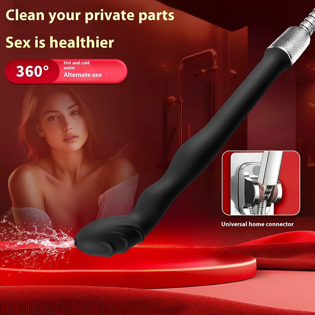 Black silicone hosepipe flusher cleaning tool shown in large and small size options