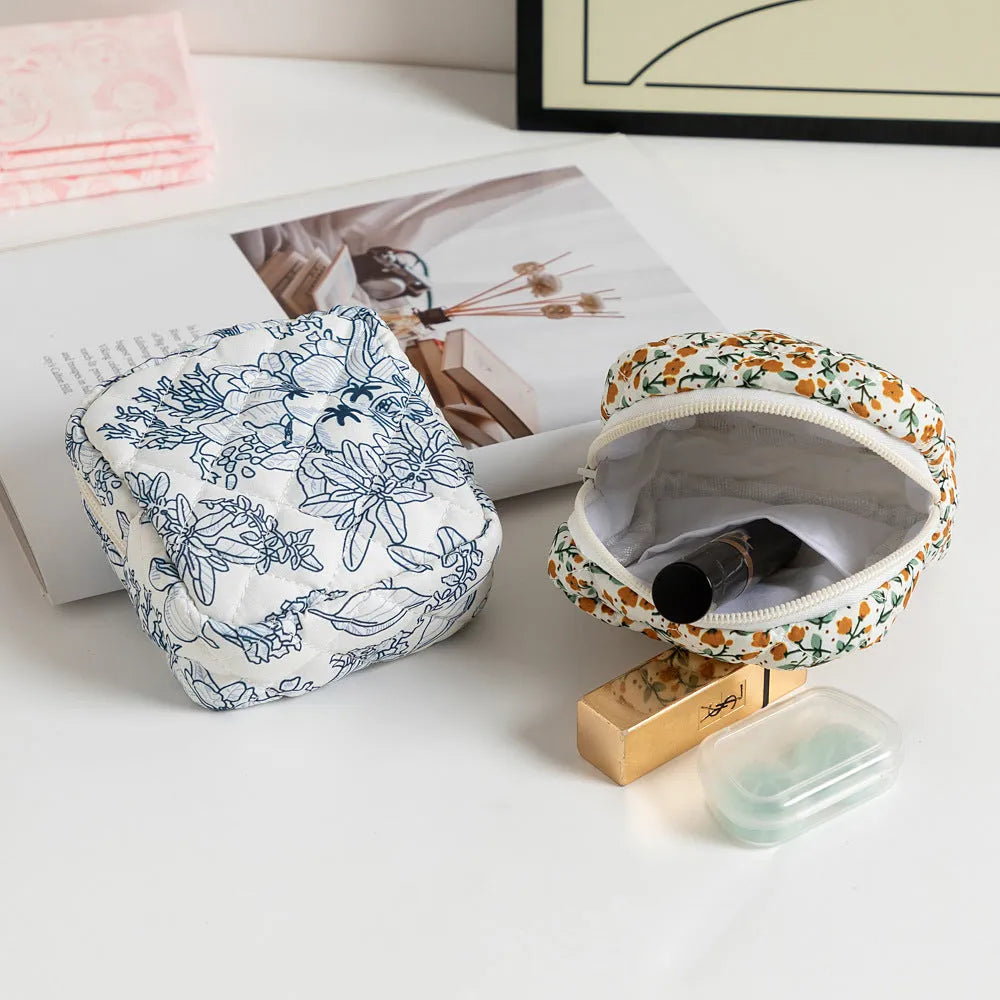 Women's polyester key storage bag with floral pattern in multiple colour options