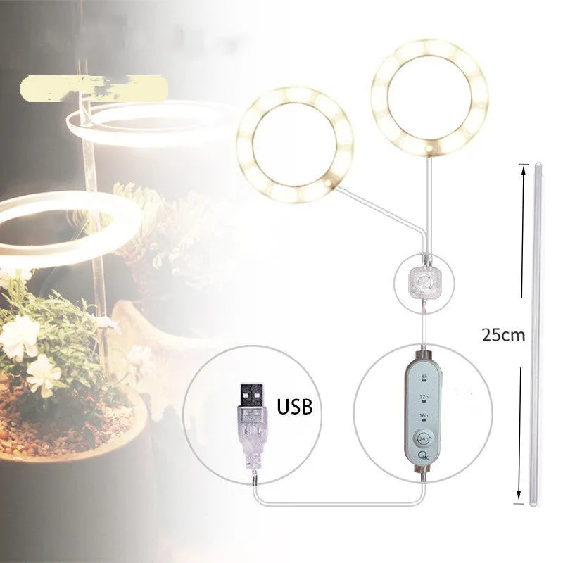 USB LED plant grow light with acrylic stick in pink white or sunshine yellow colour options.
