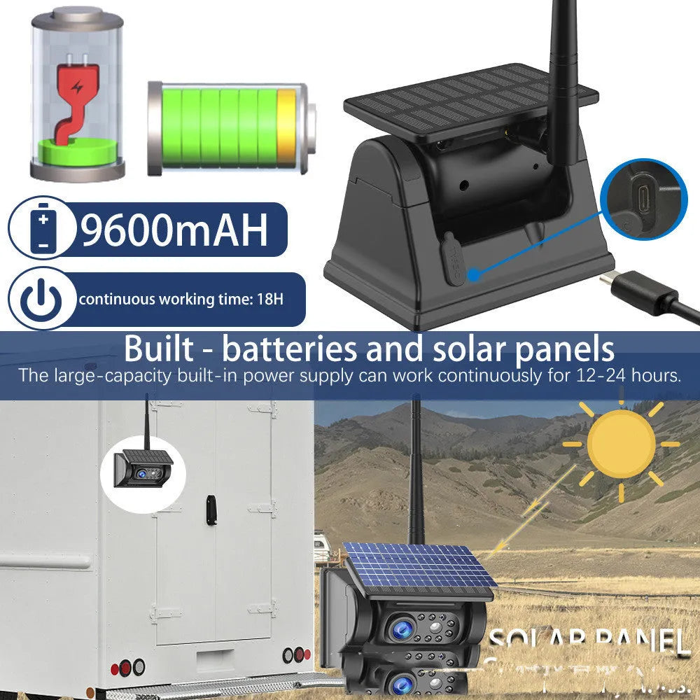 YL-Solar WF908 black wireless reversing camera with magnet base and solar panel on top