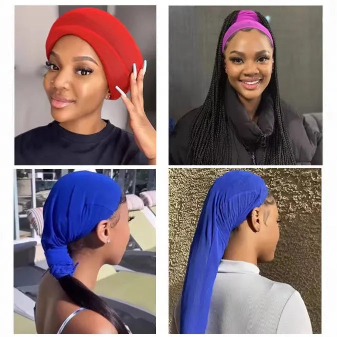 Breathable mesh wig cap in multiple colours with elastic oversleeve for long-hair wig foundation