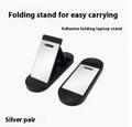 Aluminum alloy foldable laptop bracket shown in silver colour beside measuring tape showing 4.8cm width