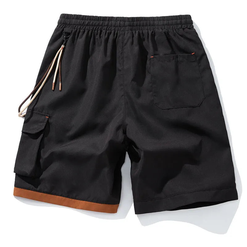 Men's bamboo fibre plus size shorts in loose straight-leg cropped style on a hanger.