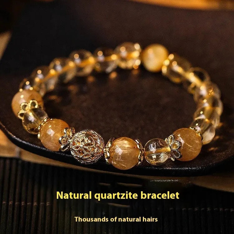 Women's personality citrine lucky bracelet with electroplated artificial crystal and retro geometric design