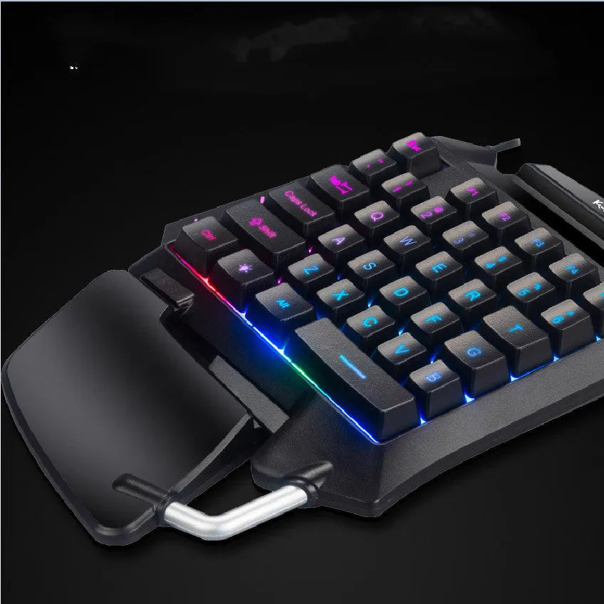Black left-handed one-handed gaming keyboard with hand rest for throne converter mobile gaming