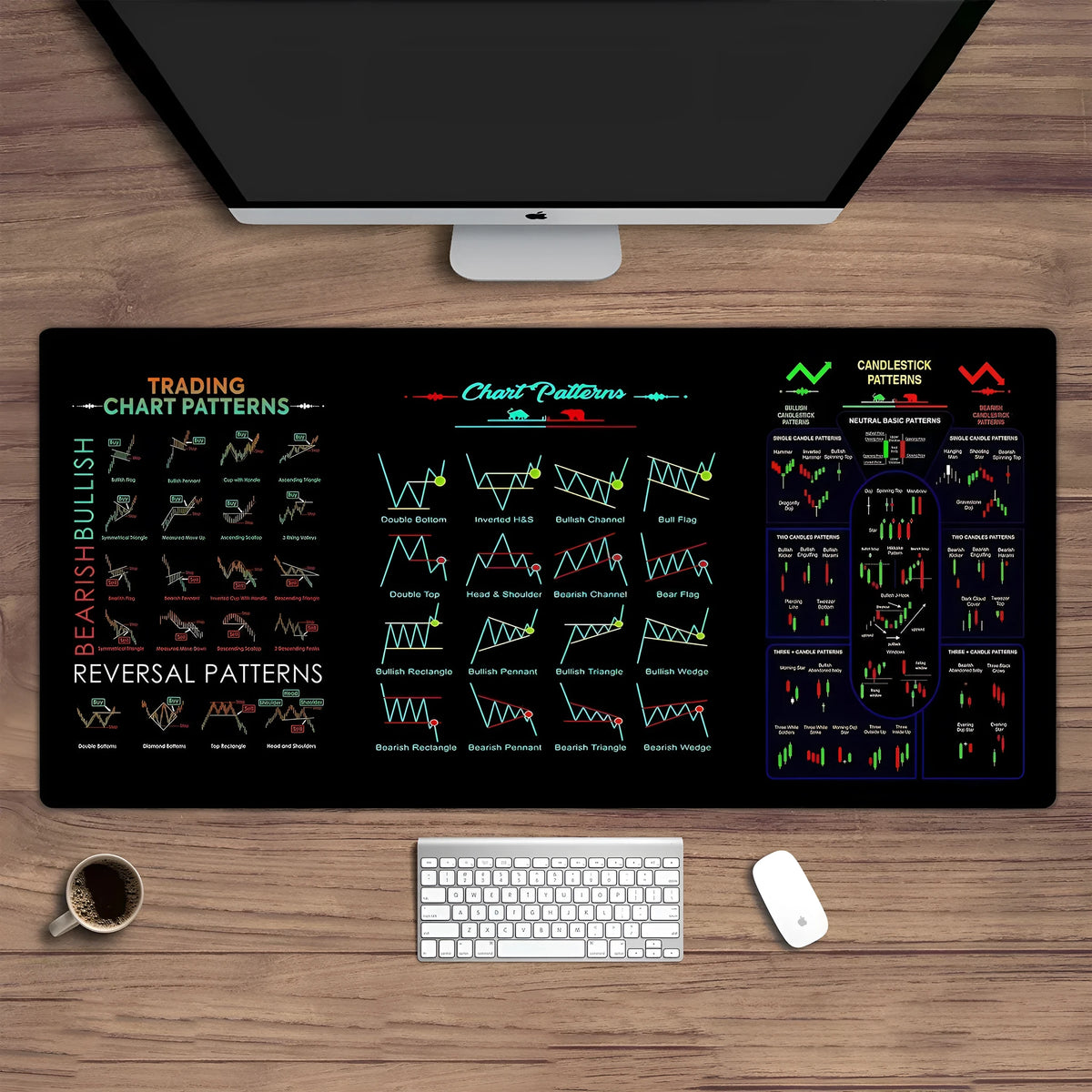 Black rubber desk mouse pad with a printed calculator design, showing anti-slip base.