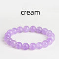 Lavender amethyst bracelet with geometric round beads in cream or transparent colours