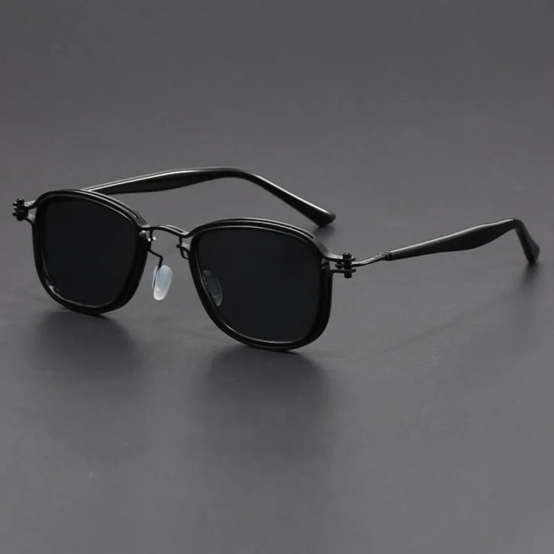 Retro square frame metal sunglasses with decorative patterns in multiple colour options