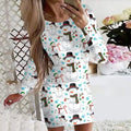 Women's animal print fitted midi dress with long sleeves in floral colour option