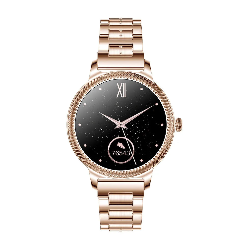 AK38 ladies smart watch with stainless steel bracelet and 1.09-inch colour screen