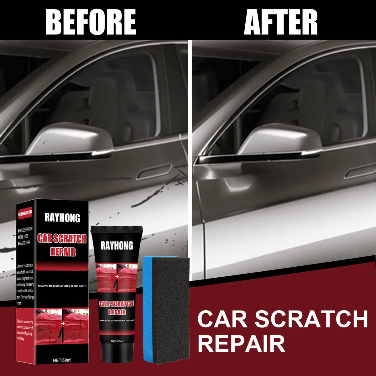 60ml car scratch repair wax tube with applicator for paint surface scratch removal and polishing