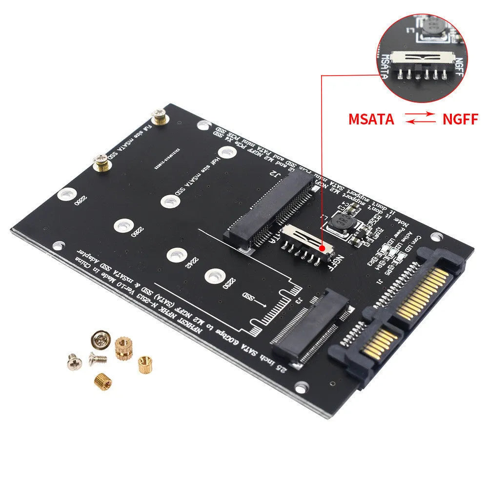 SATA3 to M.2 NGFF SSD adapter conversion card on blue background