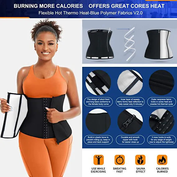 Blue adjustable neoprene sports belly band for waist shaping and abdominal support.