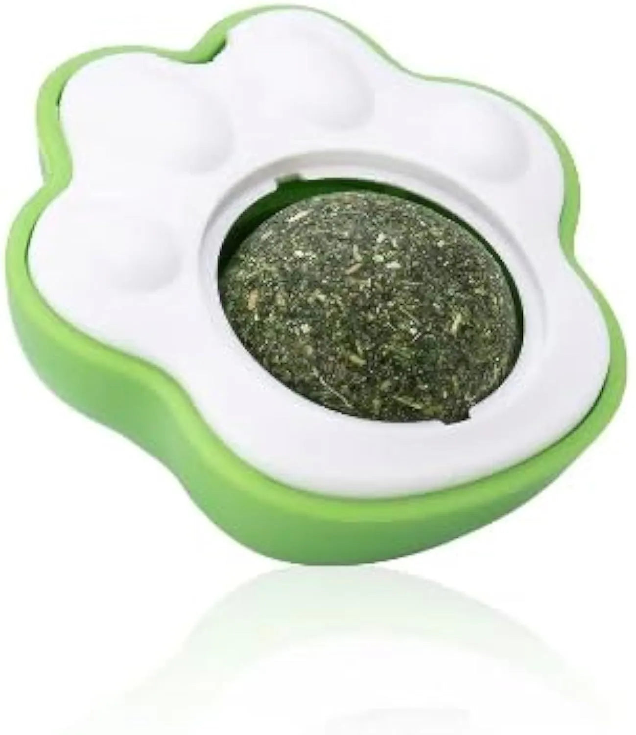Blue catnip ball with edible vine surface for dental chewing, wall-mounted cat toy