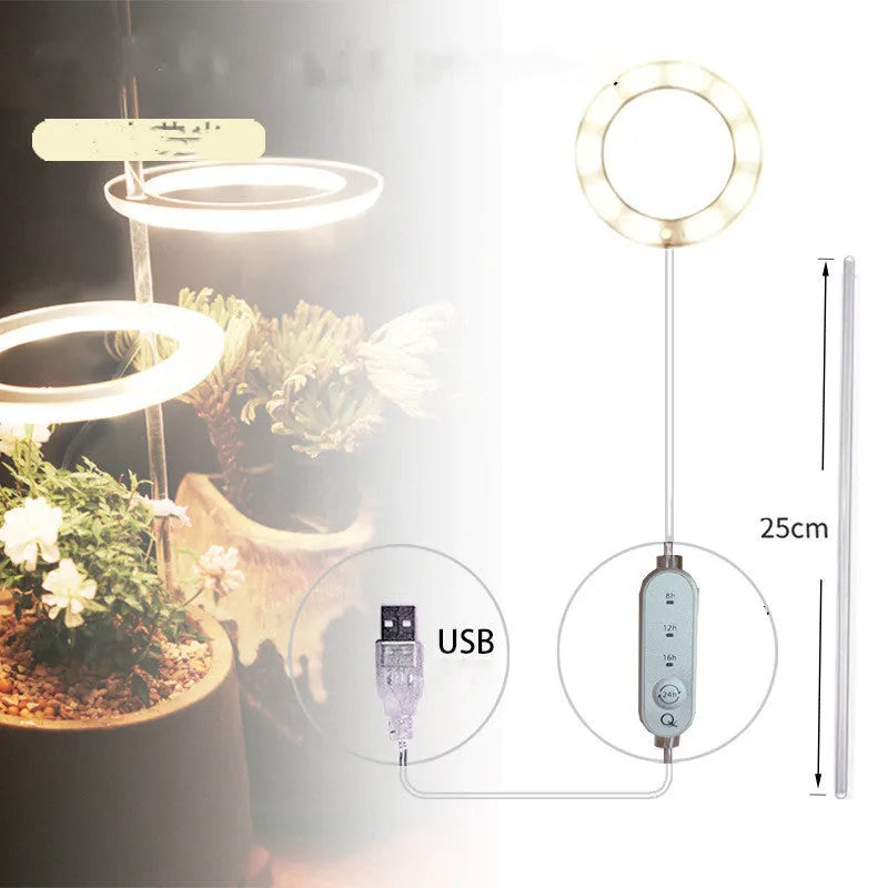 USB LED plant grow light with acrylic stick in pink white or sunshine yellow colour options.