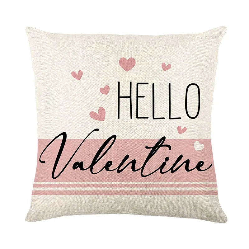 Red and white plaid heart patterned pillow cover for Valentine's Day decoration.