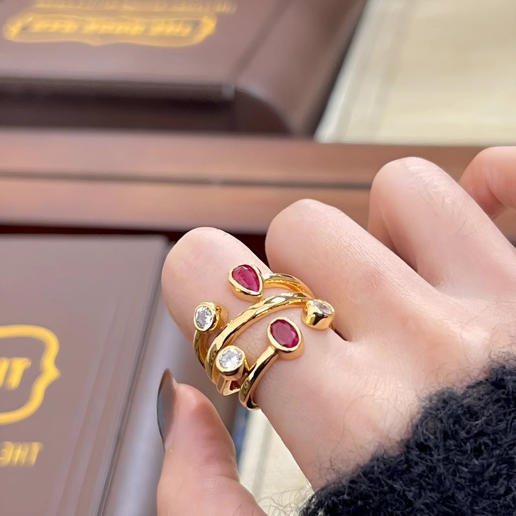 Geometric irregular cross diamond ring with two-tone colour options