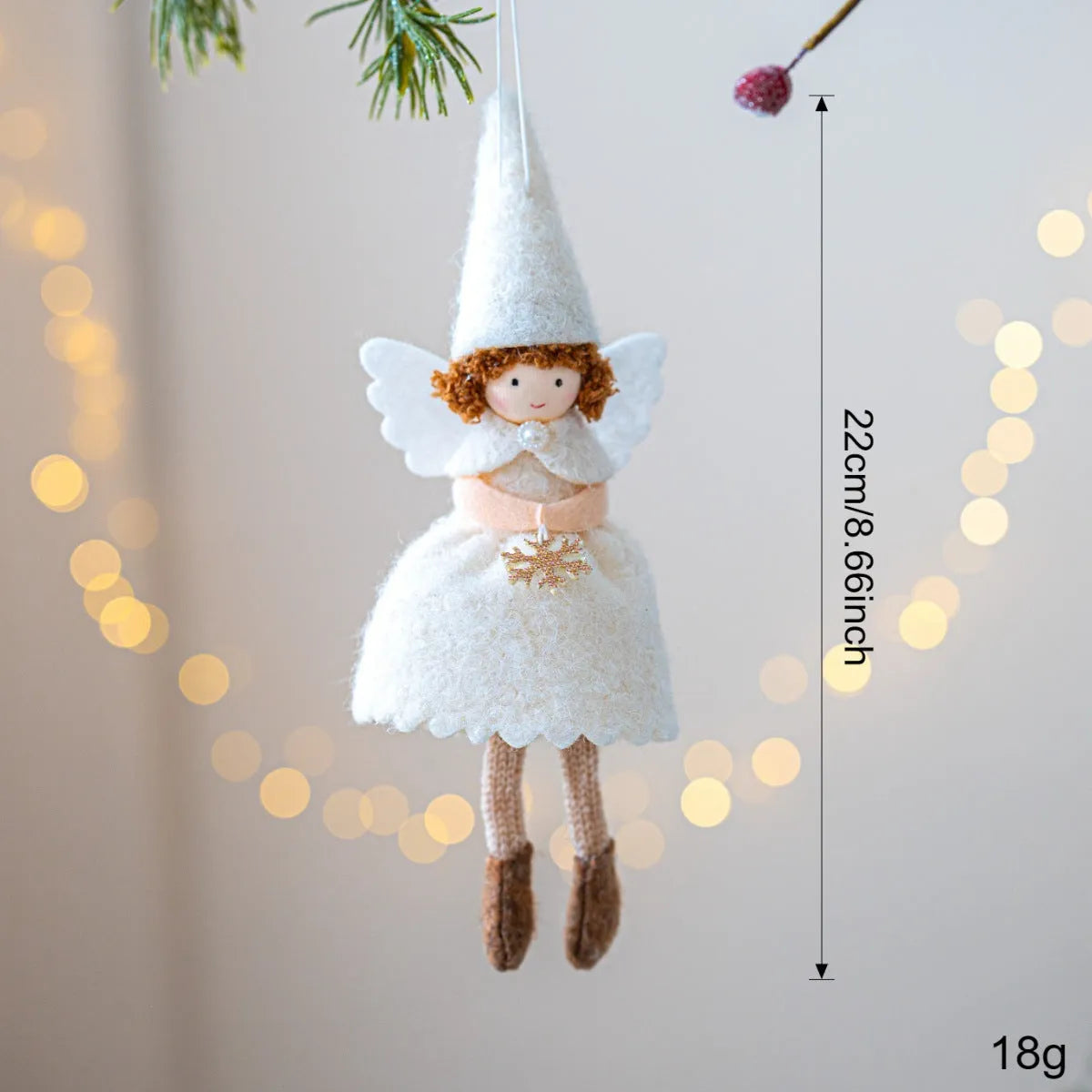 White cloth angel skirt Christmas pendant with plush finish hanging decoration