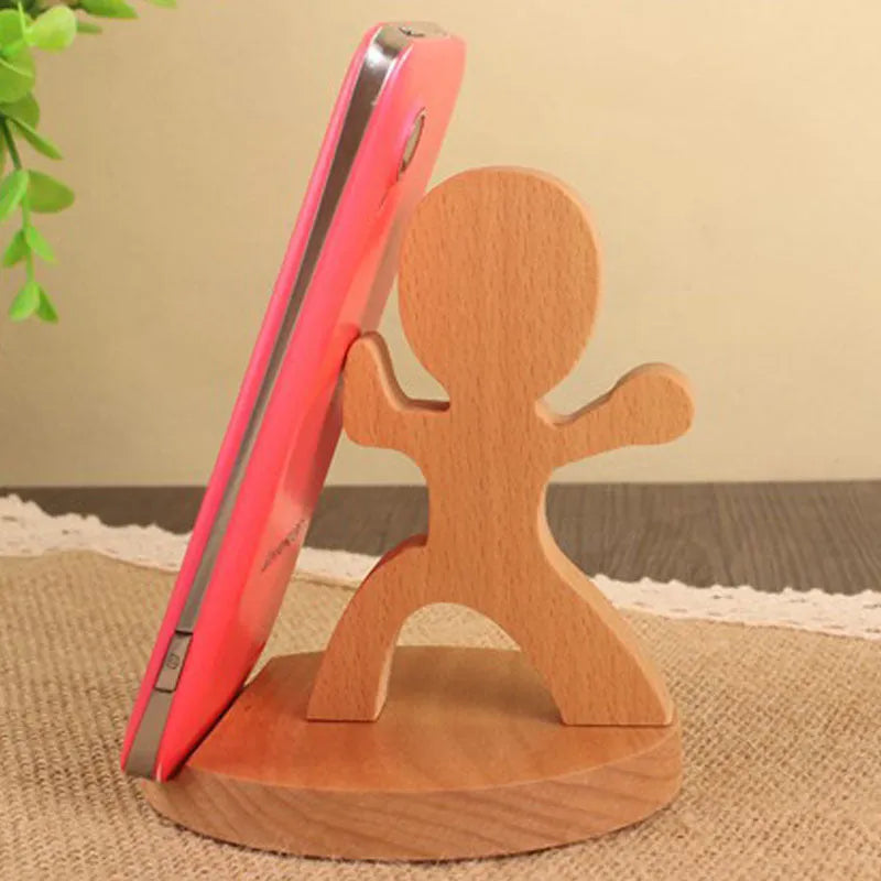 Wooden resin lazy phone bracket with animal designs and custom lettering for mobile phone support
