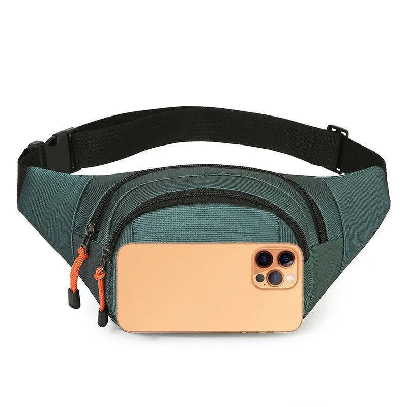 Waterproof slanted chest bag in black, blue, gray, or green colours