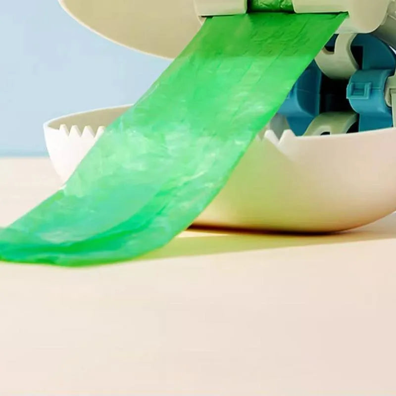 White blue dog pooper scooper with cloud-shaped jaws for outdoor waste cleanup