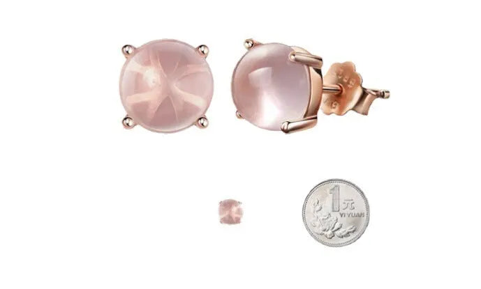 Korean style women's rose gold drop shape stud earrings with synthetic quartz and crystal inlay