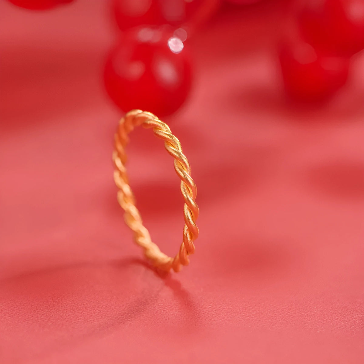 Brass gold plated women's ring showing twist, matte, and glossy style options