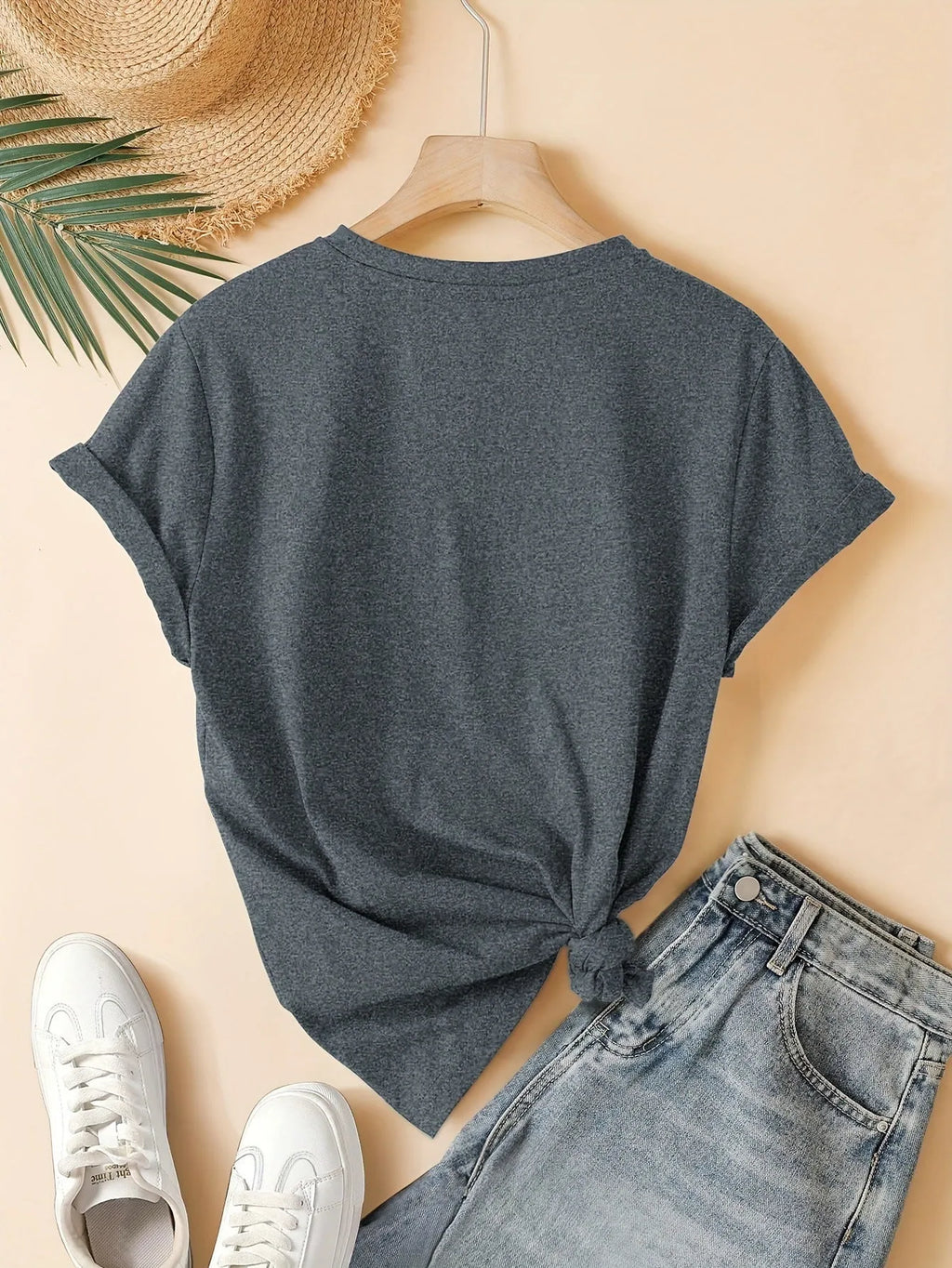 Women's pure cotton short sleeve t-shirt with three-heart printing in Chinese art retro style available in multiple colours