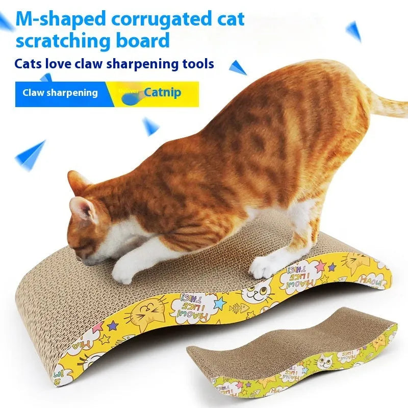 Corrugated paper cat scratch board in various geometric shapes including bone and triangle for claw grinding