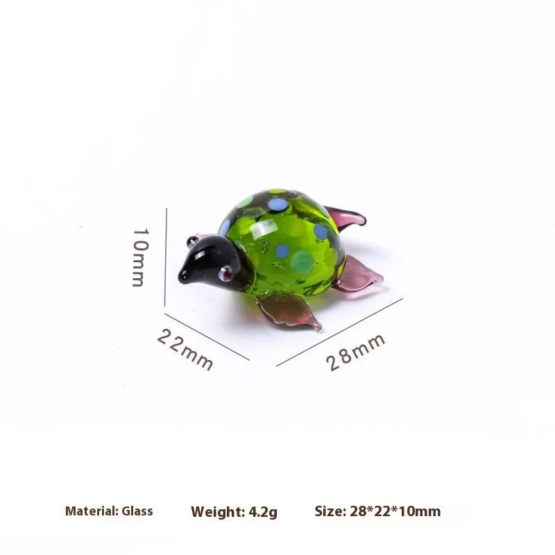 Set of six geometric glass turtle desktop decorations in assorted colour combinations