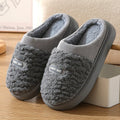 Men's plaid pattern winter slippers with rabbit hair upper and thick artificial wool lining