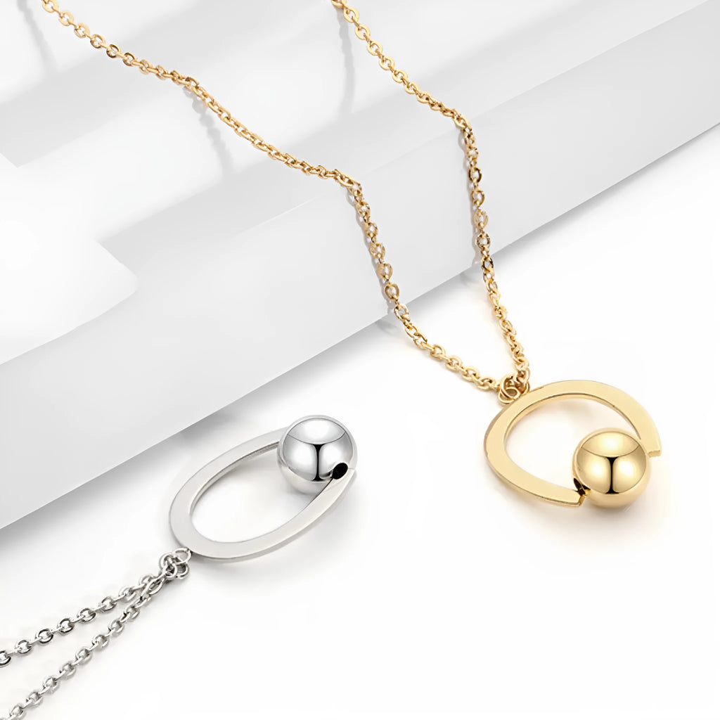 Stainless steel geometric pendant necklace with cross chain in gold or silver electroplate