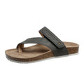 Flat toe ring thick-soled flip-flops in artificial PU with foam sole, shown in blue colour