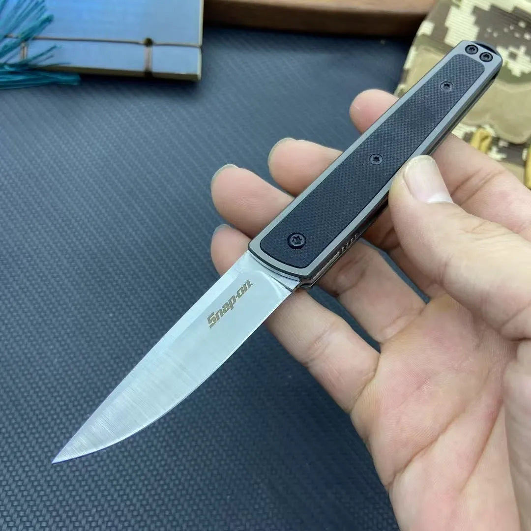 Folding fruit knife with stainless steel blade in open position showing 17cm length