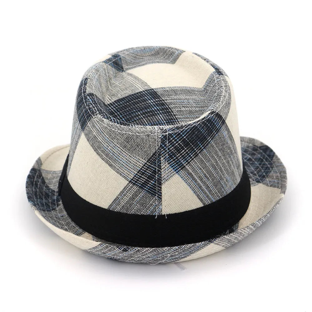 Blue polyester straw sun hat with bell crown and brim for outdoor sun protection.