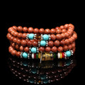Golden star stone women's mantra bracelet with 108 nugget sand pieces and fu character design