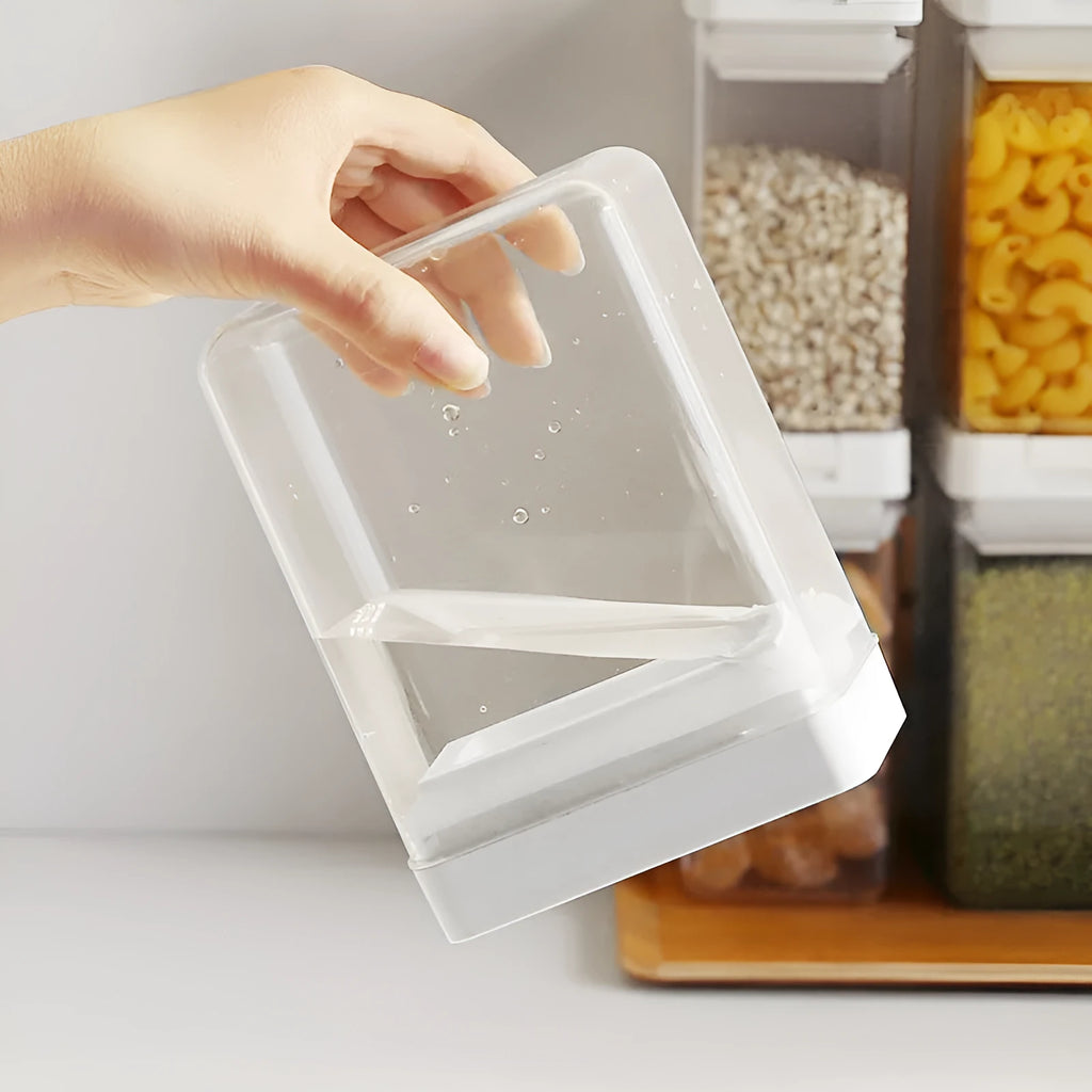 White transparent plastic 400ml Japanese-style grain storage container for kitchen organisation