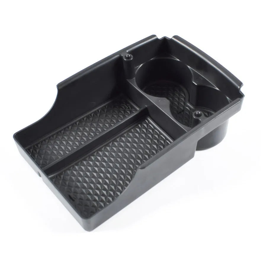 Tesla central armrest storage box retrofit accessory in plastic for Model 3, Model S, and Model X