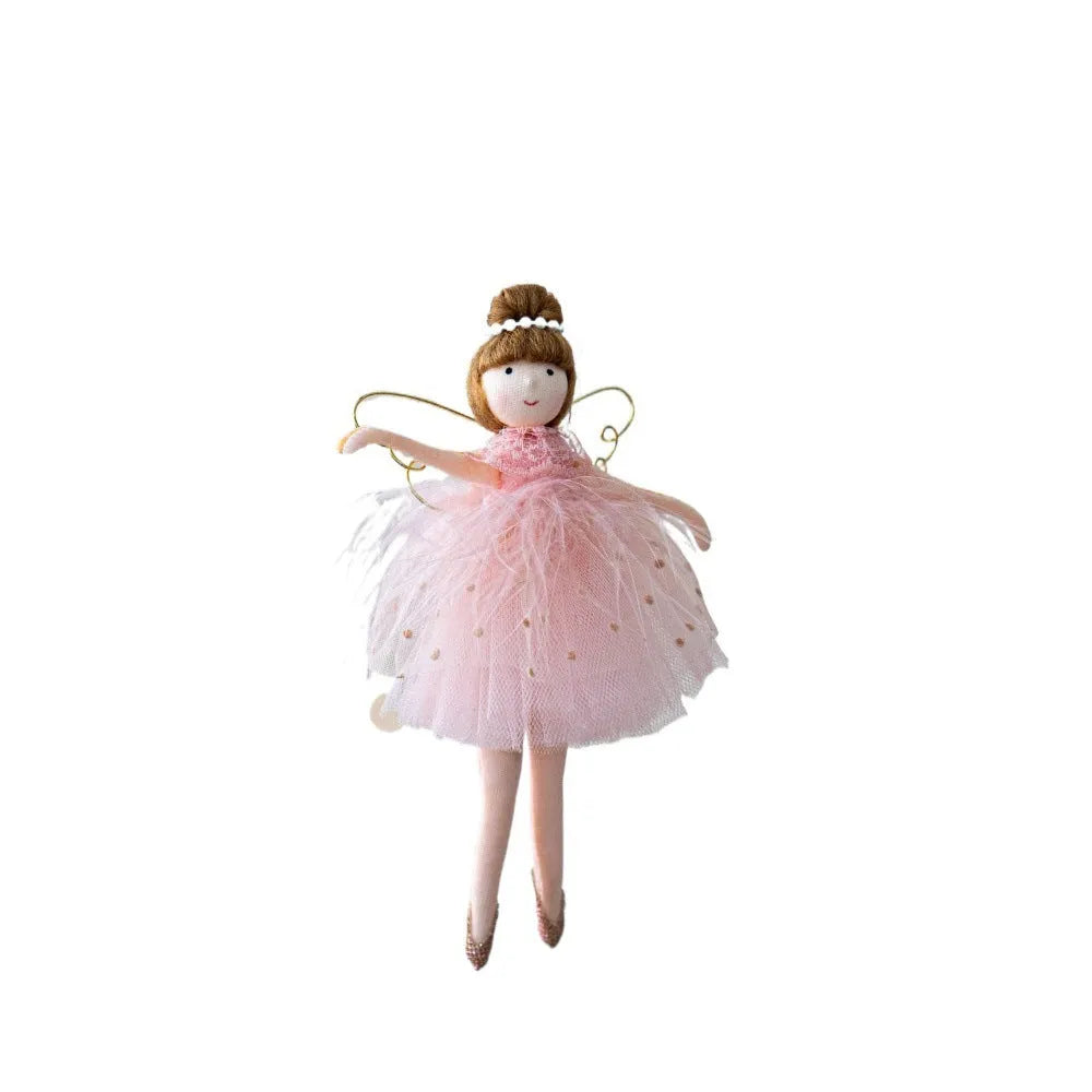 Plush ballet girl doll pendant charm in pink and white colour options with cloth construction