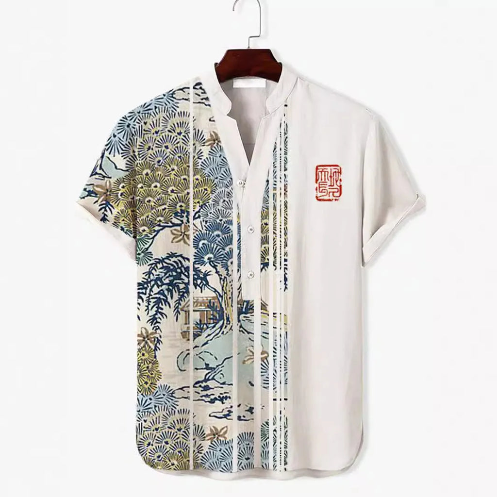 Men's grey short sleeve t-shirt featuring a vibrant 3D digital tiger graphic print on the front.