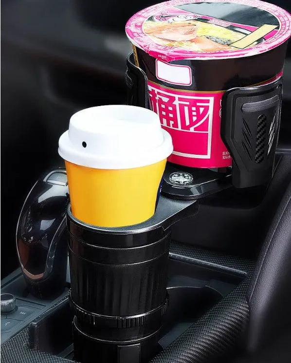 Carbon fibre black ABS plastic car cup holder with a retractable adjustable base.