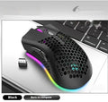 Hollow out game luminous wireless mouse in cyan, black, or white colour with photoelectric sensor