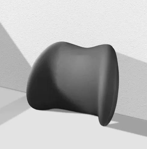 Black memory cotton car seat cushion shown as a headrest and a separate back support piece on a car seat.