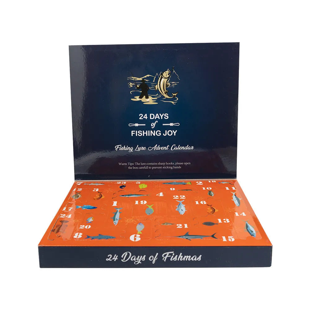 Christmas minnow bog fishing set with 24 metal lures in assorted styles and finishes