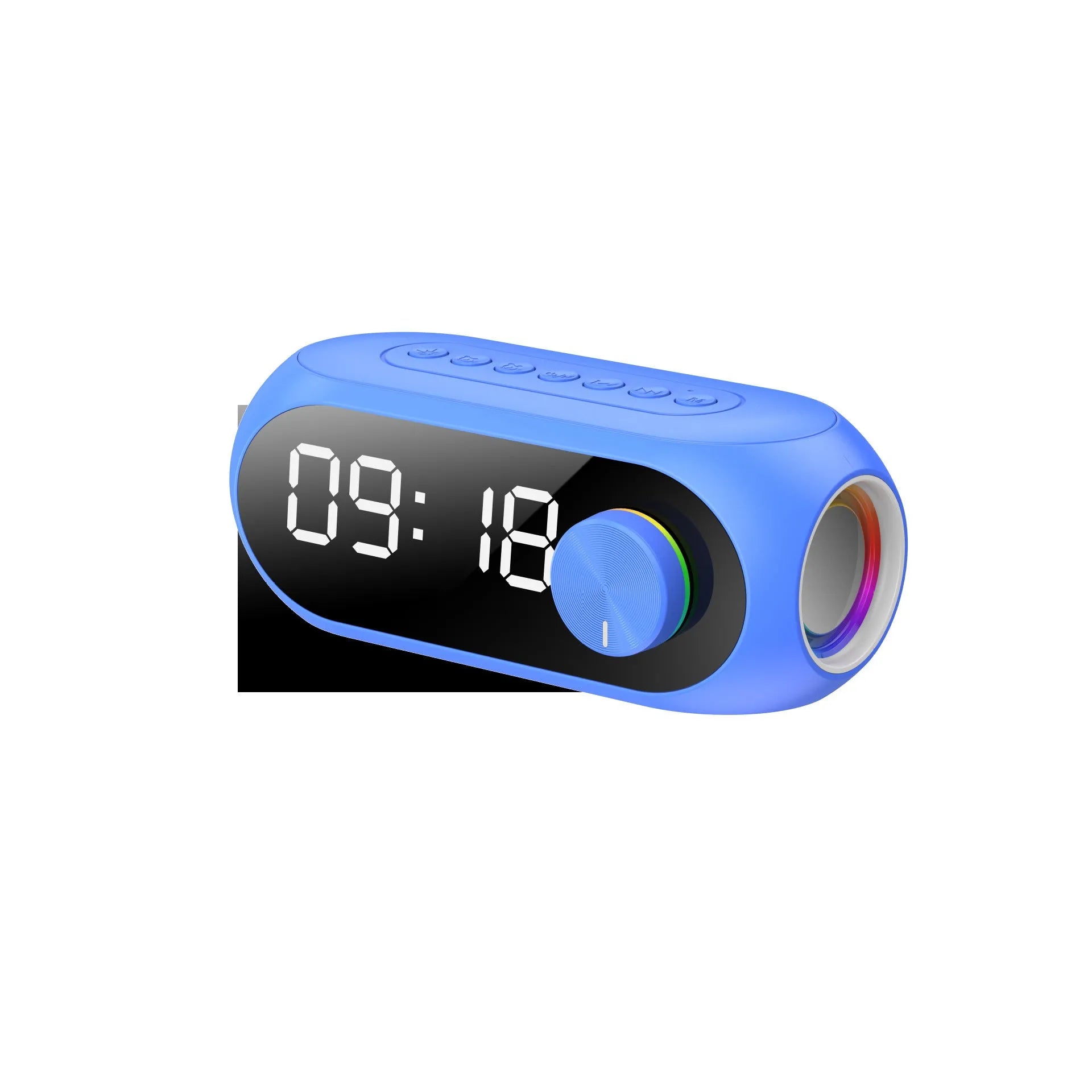 Extra bass portable mini clock household speaker in S8 Black, S8 White, or S8 Blue colour options