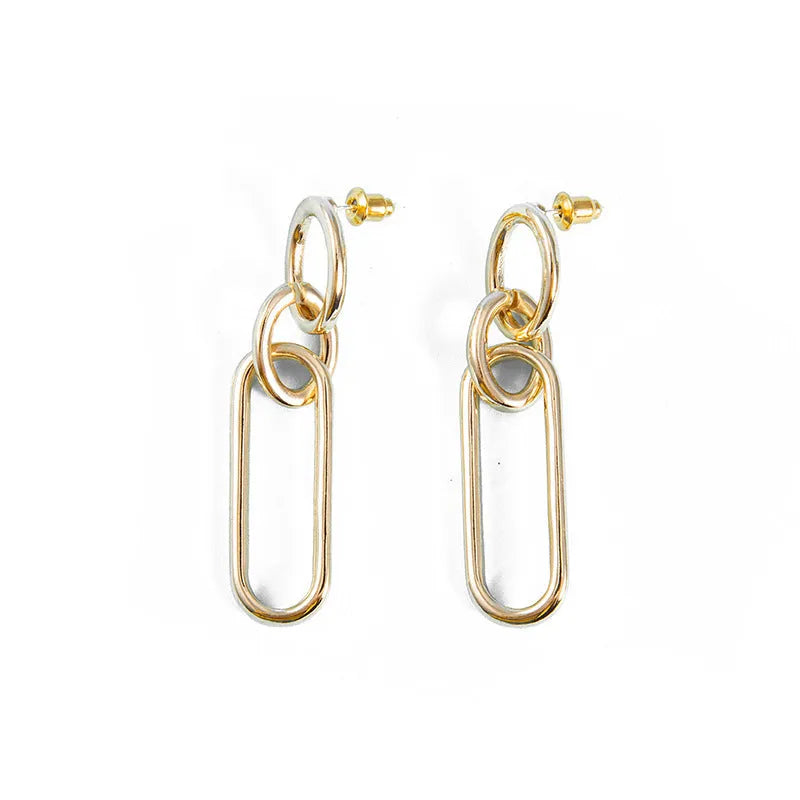 Sterling silver needle coloured geometric hoop earrings with ring and line design elements