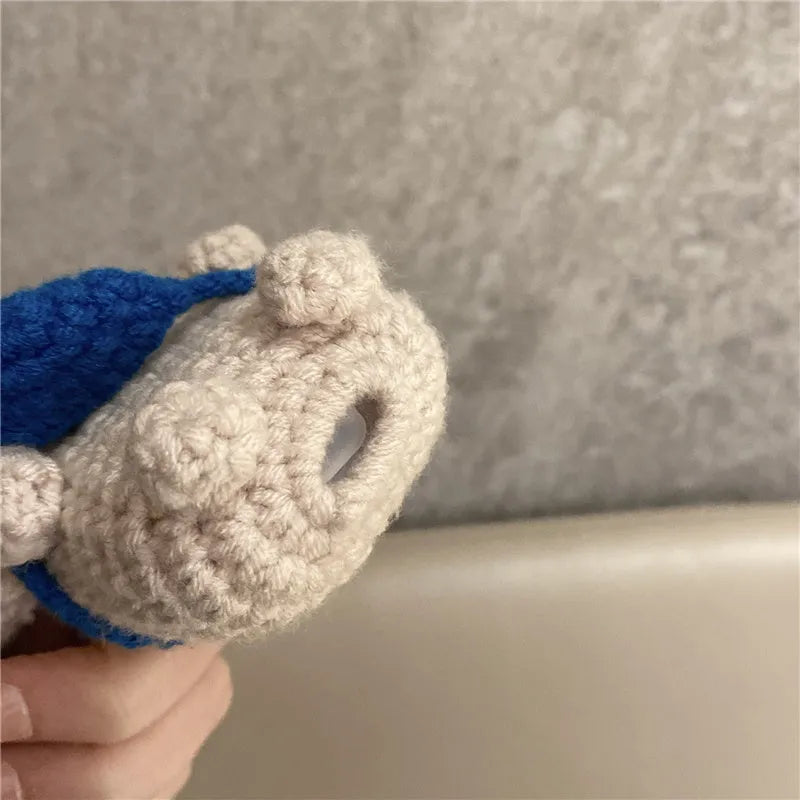 Handmade knitted koala bear backpack design AirPods protective cover