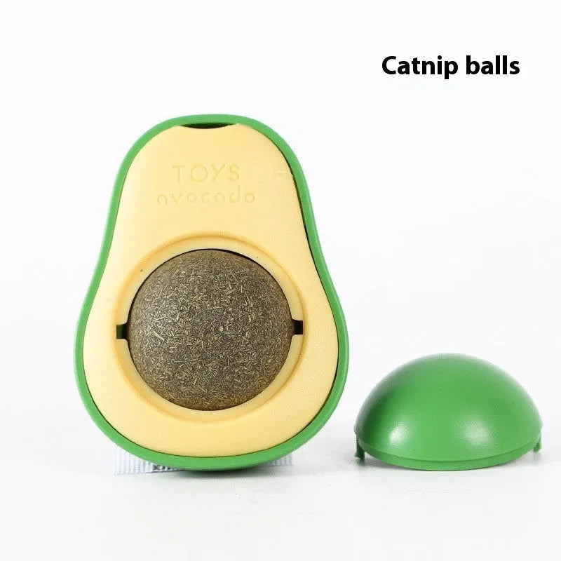 Plastic catnip ball dental toy with cleaning ridges in multiple colour options